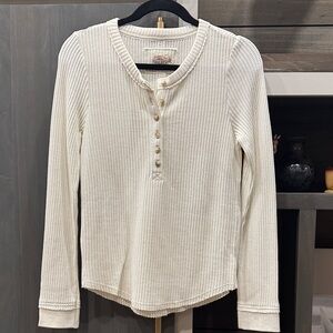 Faherty Cream Textured Henley